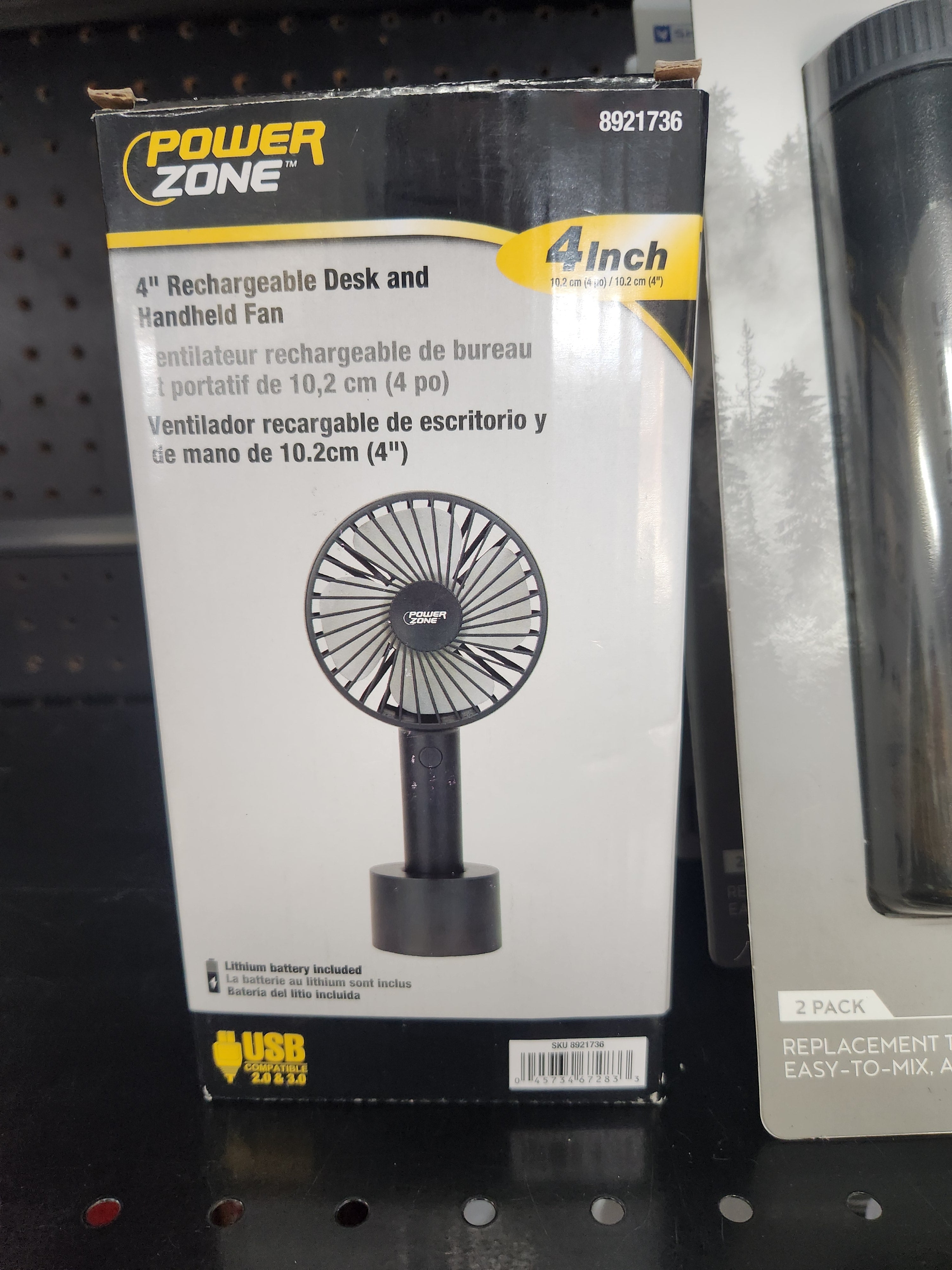Power Zone 4" Rechargeable Desk & Handheld Fan