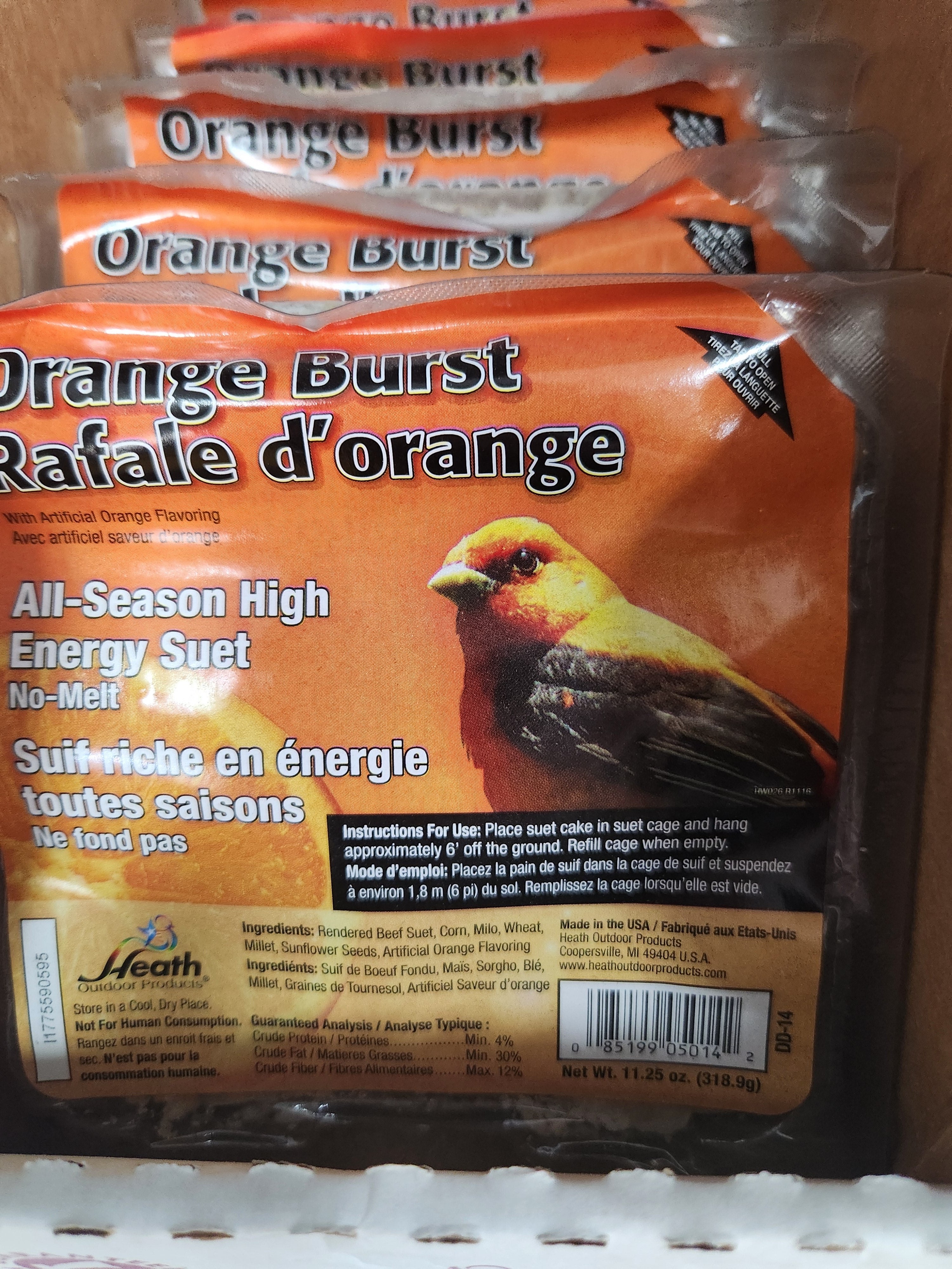 Heath Outdoor Products DD-14 Orange Burst Suet Cake