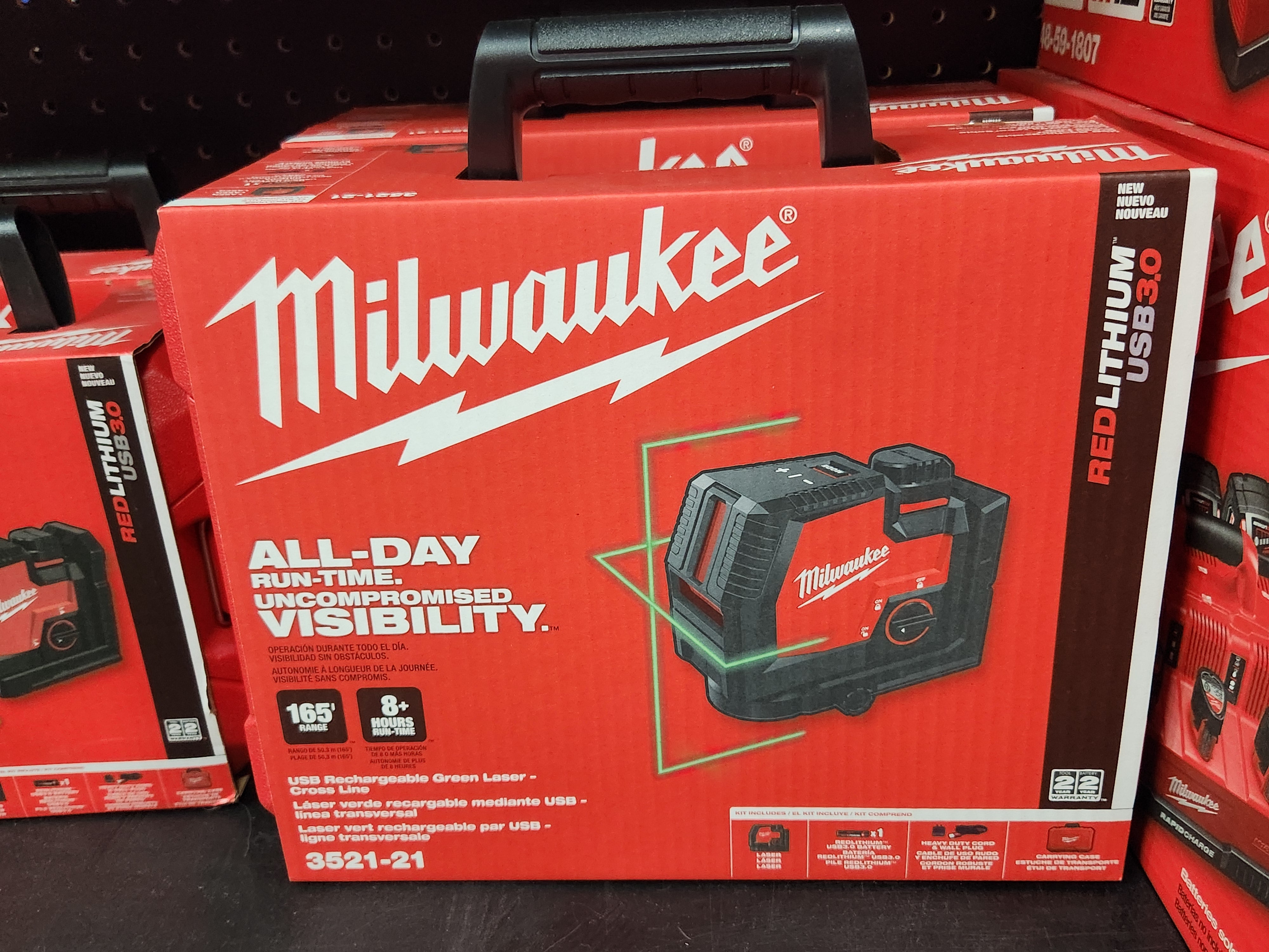 Milwaukee USB Rechargeable Green Cross Line Laser -- 3521-21