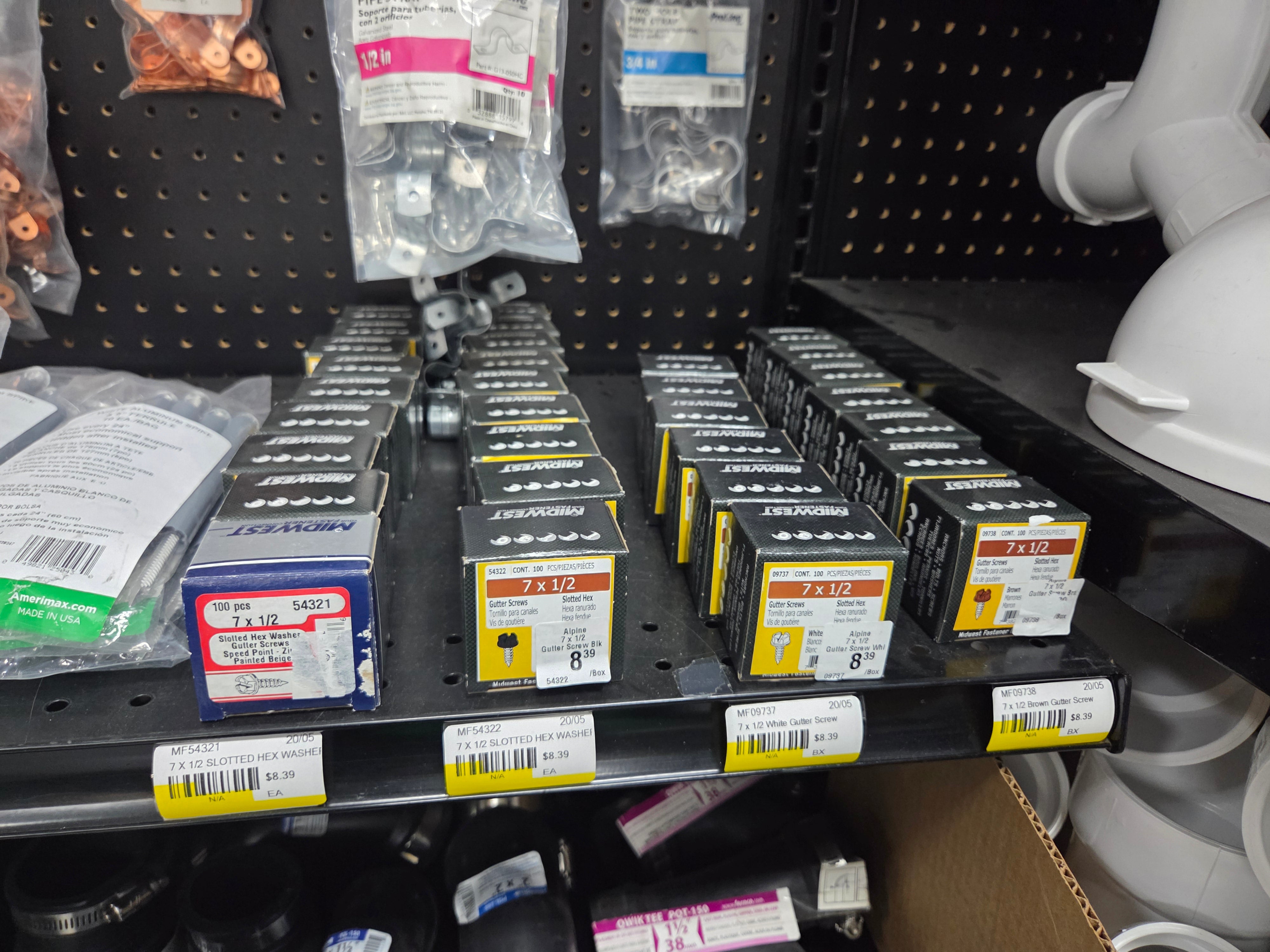 7 x 1/2 Slotted Hex Washer Gutter Screws --- 100ct