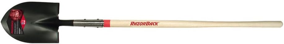 Razor-Back 45520 Round Point Digging Shovel with Open-Back and Forward Turned Step - 48" Long Handle (R248S)