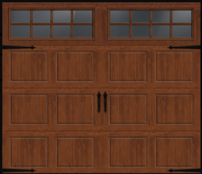 Clopay 9'x7' GD2SP, Dark Oak, Short Carriage, Insulated, Clear Ins Lites Top SCN windows, 12R -- Door 341