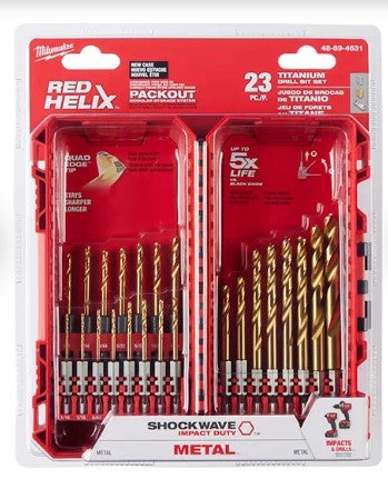 Milwaukee Impact Duty RED HELIX Titanium Drill Bits