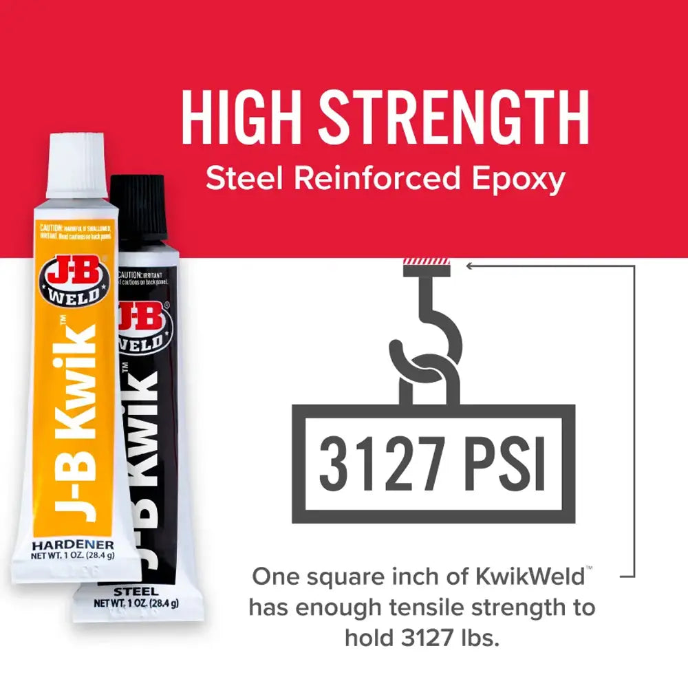 J-B Weld KwikWeld Cold Weld Two-Part Epoxy (Repair Metal, Fiberglass, Plastic) - 2 oz 8276