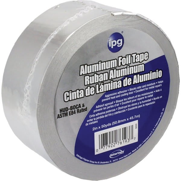 IPG 9202-B Foil Tape with Liner, 50 yd L, 2 in W, Aluminum Backing