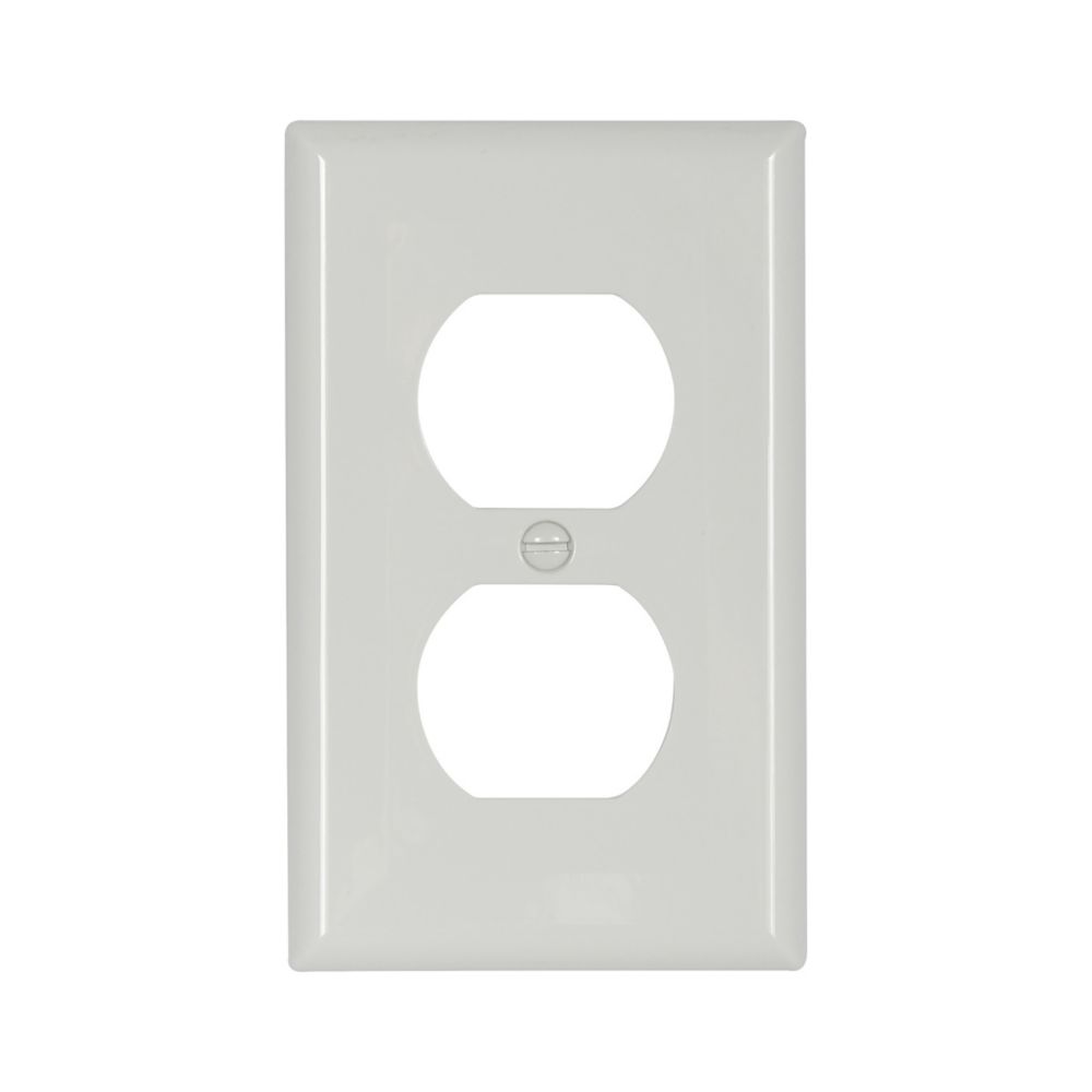 Eaton Standard Size Duplex Receptacle Wallplate, White, Power outlet, Nylon, 1, Standard 5132W
