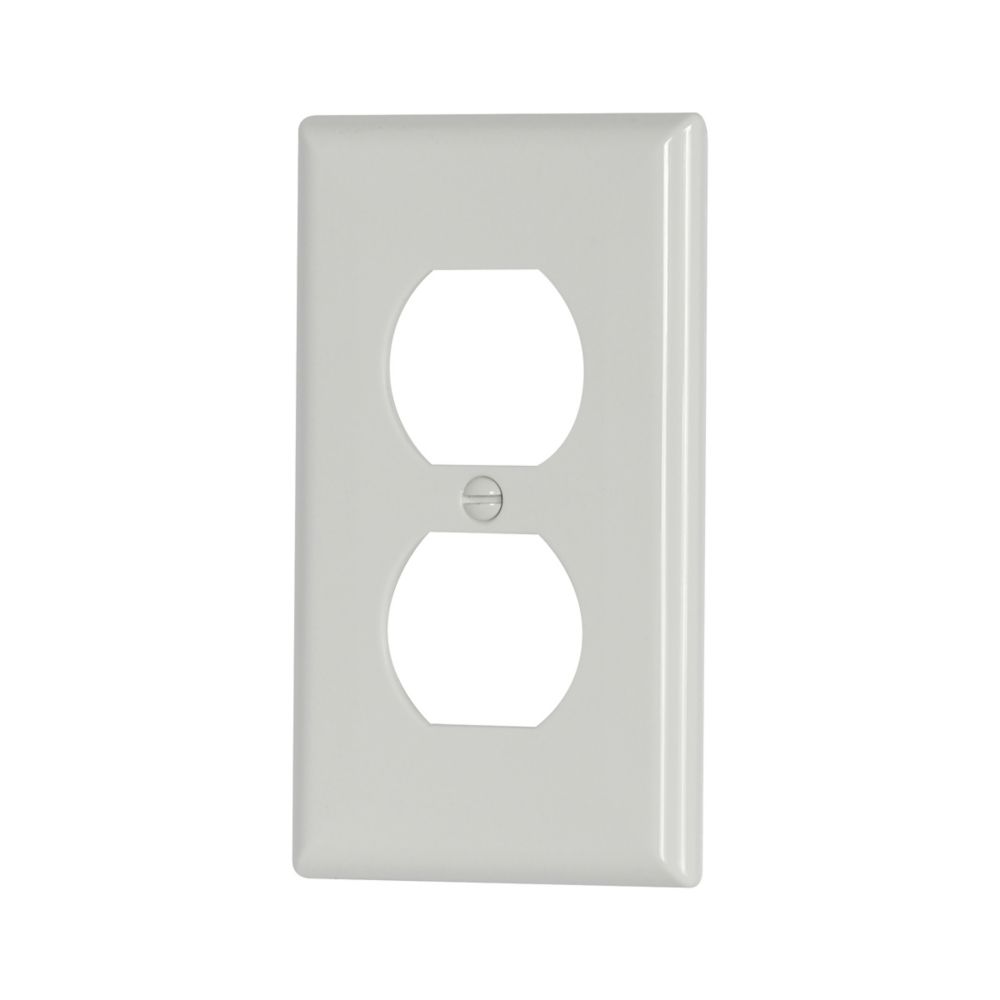 Eaton Standard Size Duplex Receptacle Wallplate, White, Power outlet, Nylon, 1, Standard 5132W