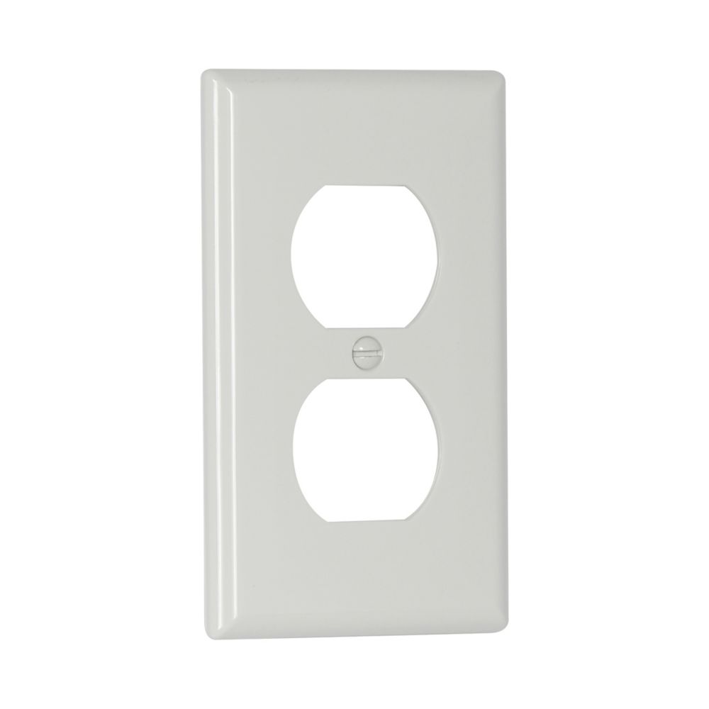 Eaton Standard Size Duplex Receptacle Wallplate, White, Power outlet, Nylon, 1, Standard 5132W