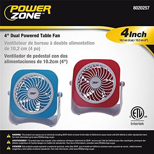 Power Zone 4"Dual Powered Table Fan - 8020257