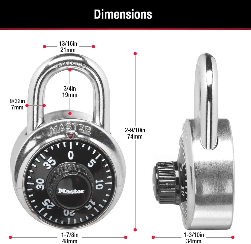Master Lock 1500D Locker Lock Combination Padlock, 1 Pack, Black - 1500D