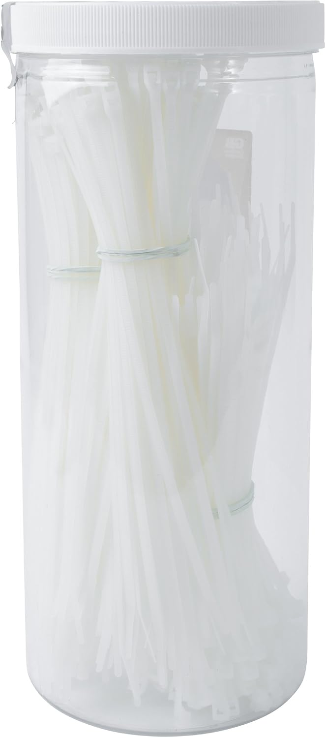 Gardner Bender 50098N Assorted Cable Ties, 4, 6, and 8 inch, 18 and 45 lb, Electrical Wire and Cord Management, Nylon Zip Tie, Reusable Container, 500 Pk, Natural