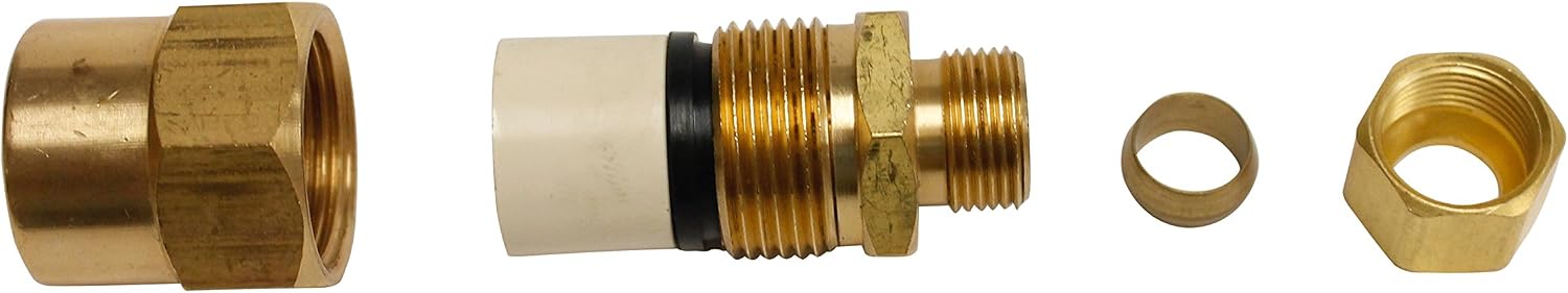 Plumb Pak PP32-10BRLF 1/2" Nominal CPVC 3/8" OD Lead Free Straight Transition Fitting, Brass