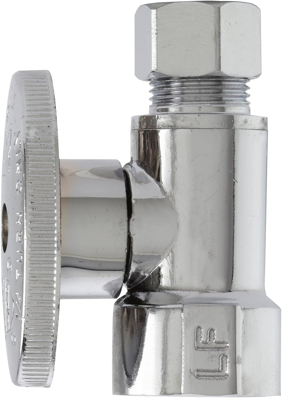 Plumb Pak PP53PCLF 1/4 Turn Straight Shut-Off Valve, 1/2 X 3/8", Fip X Od, Body, Chrome Plated
