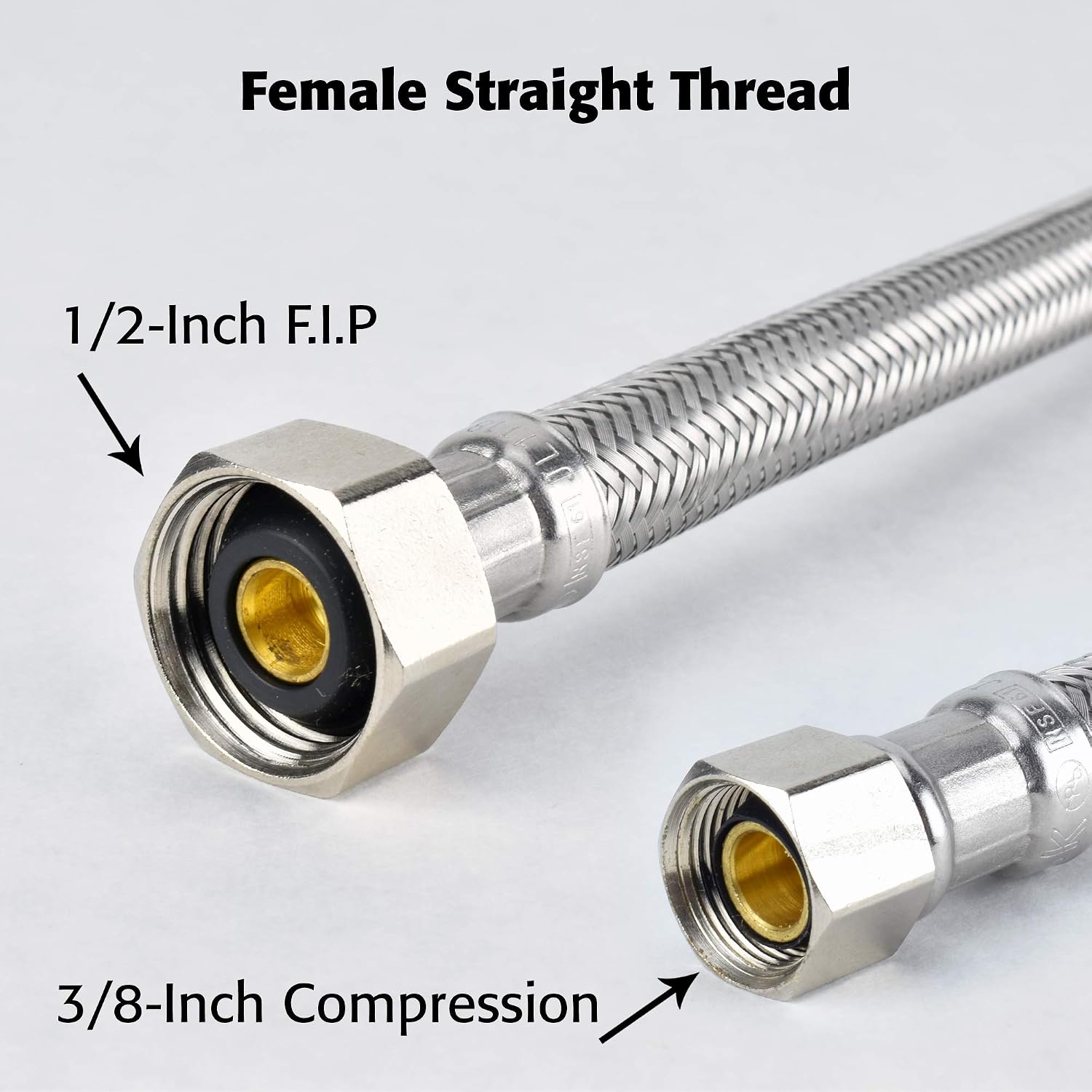 Plumb Pak PP23801LF Ez Faucet Supply Tube, 3/8 X 1/2 in, Compression X Fip, 12 in L, Stainless Steel,Brass