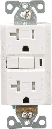 Eaton TRAFCI20W 20 Amp Tamper Resistant AFCI Receptacle, White Finish