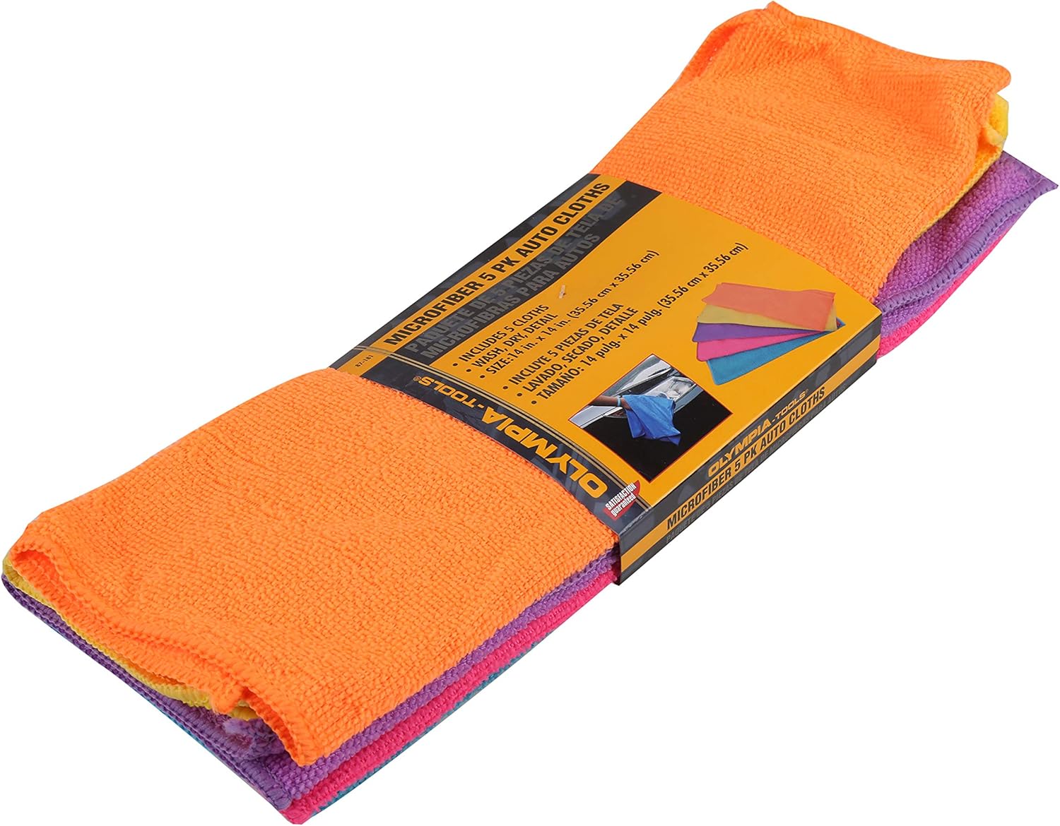 Olympia Microfiber Auto Cloths 14" x 14" Asst 5/Pk