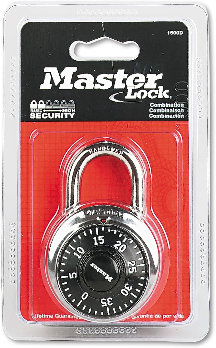 Master Lock 1500D Locker Lock Combination Padlock, 1 Pack, Black - 1500D