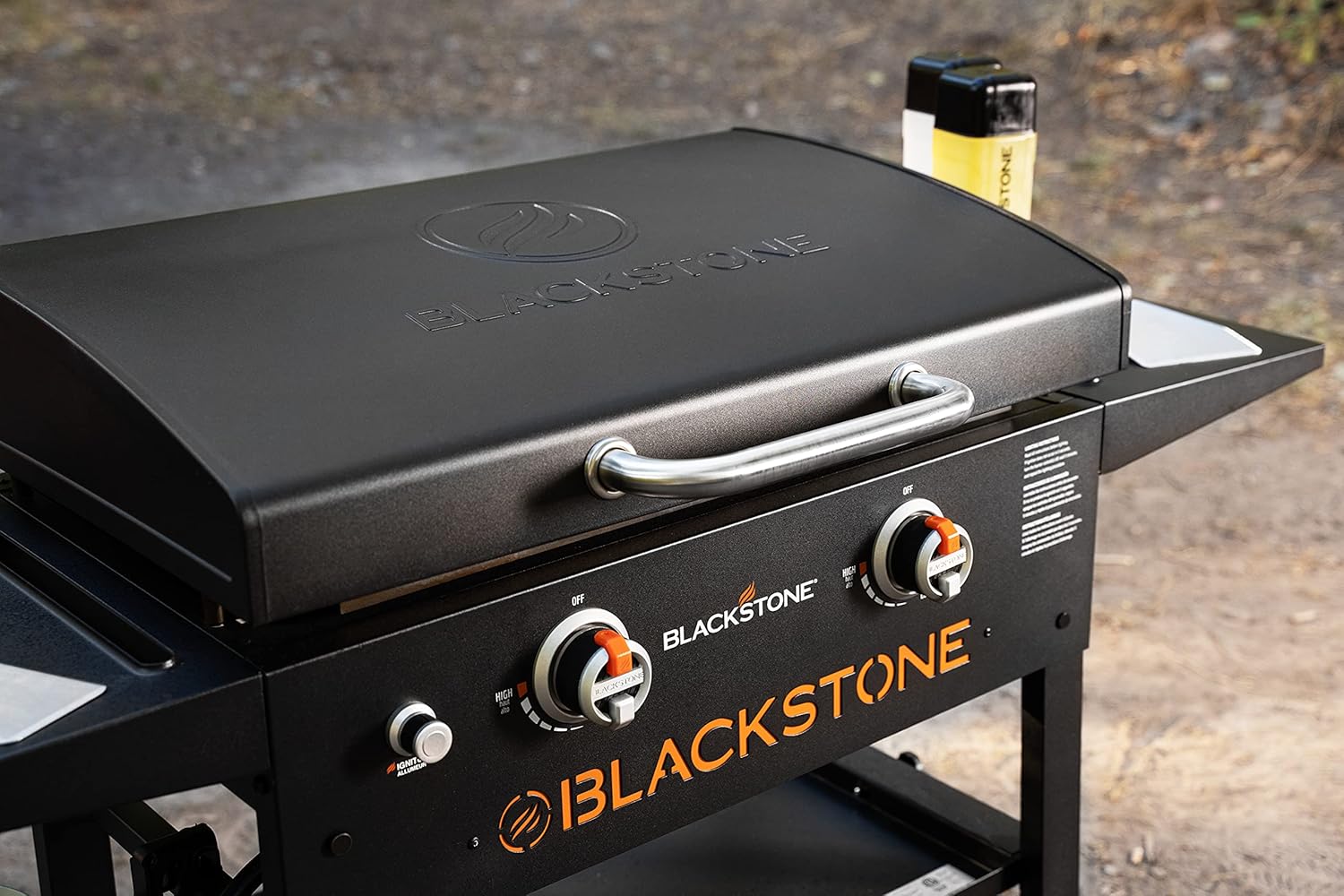 Blackstone 2147 Original 28” Griddle with Integrated Hood and Counter Height Dual Side Shelves, Powder Coated Steel, Black