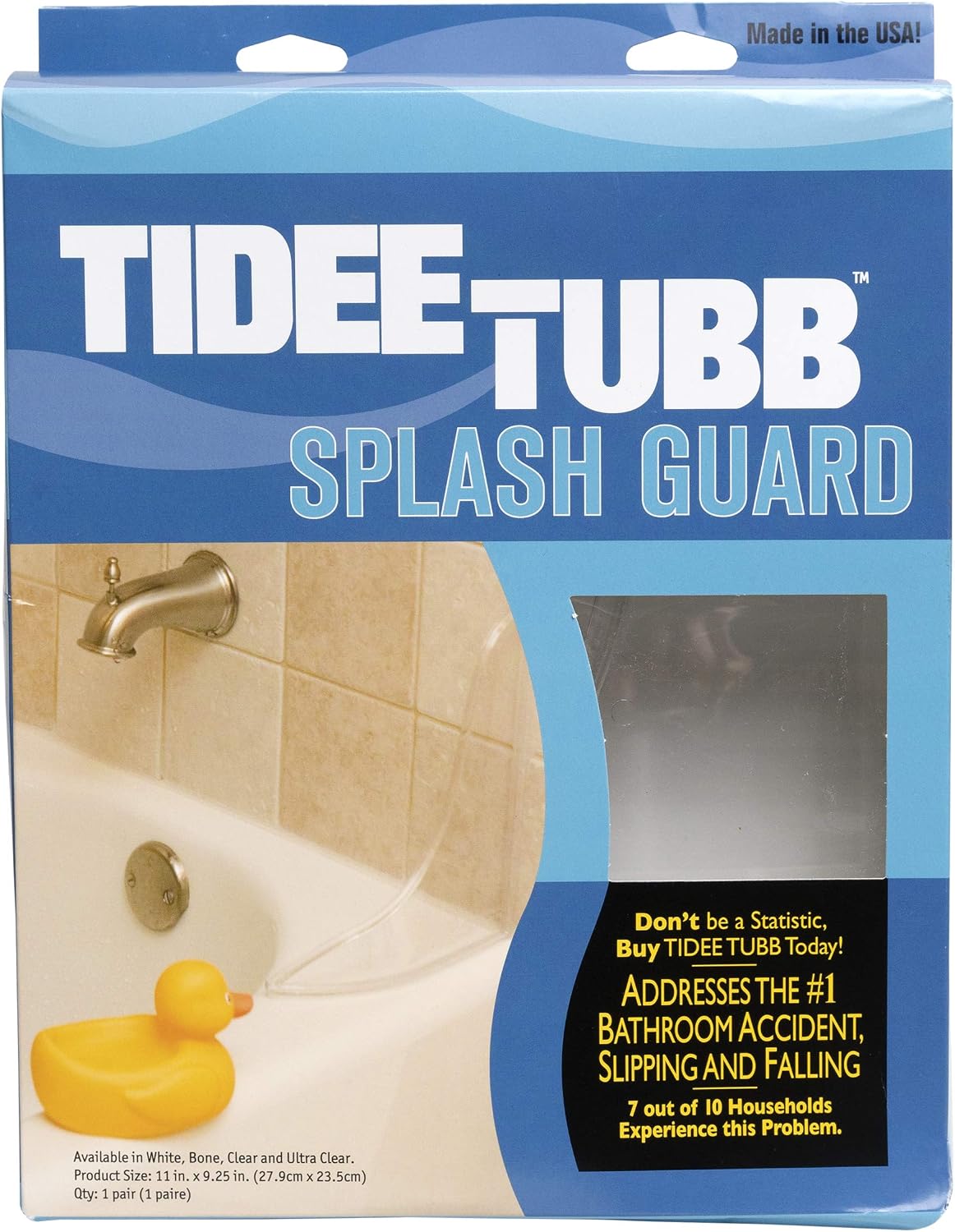 Keeney Tidee Tubb Plastic Bathtub and Shower Splash Guard Kit, 9.25" x 11", Ultra Clear