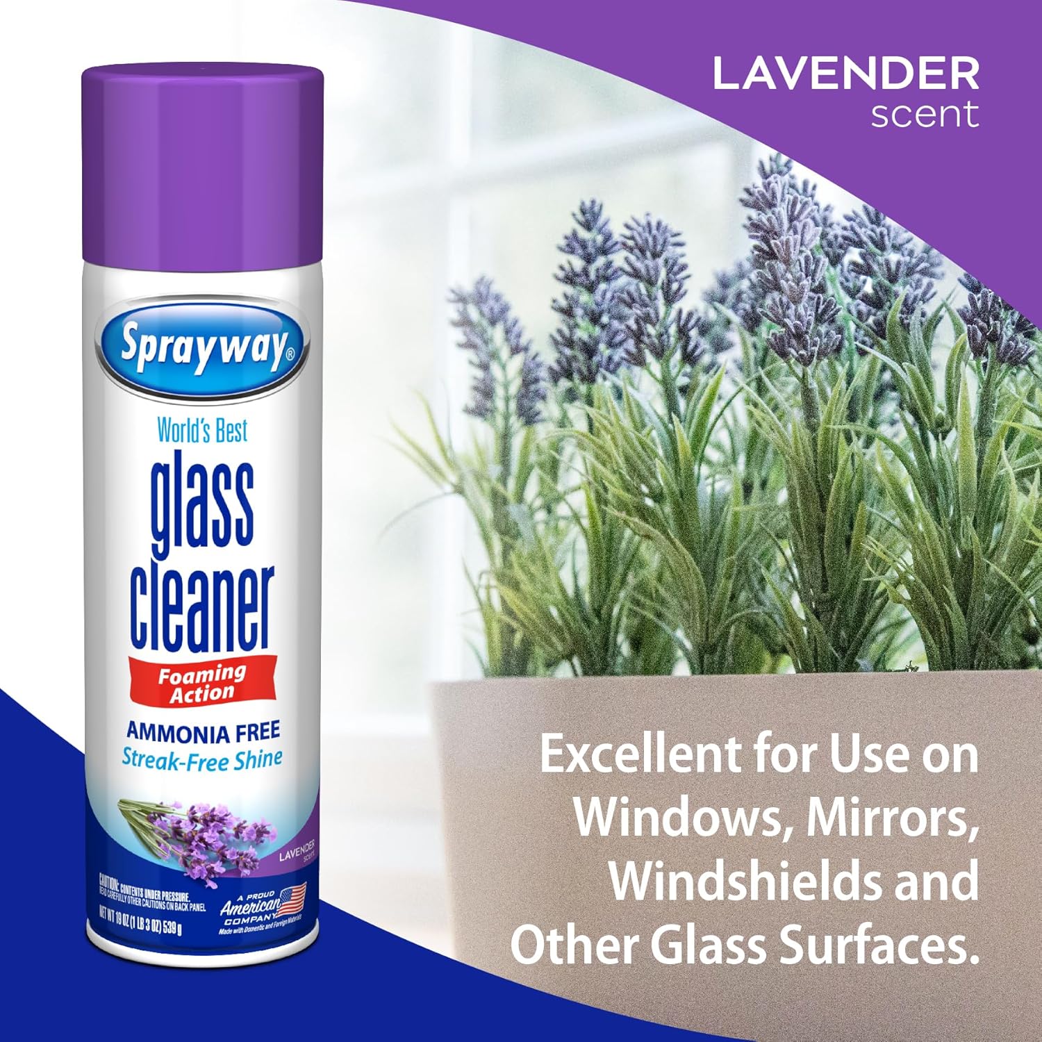 Sprayway Foaming Action All Purpose Cleaner and Disinfectant, Lavender Scent, 19 oz.,SW5013R