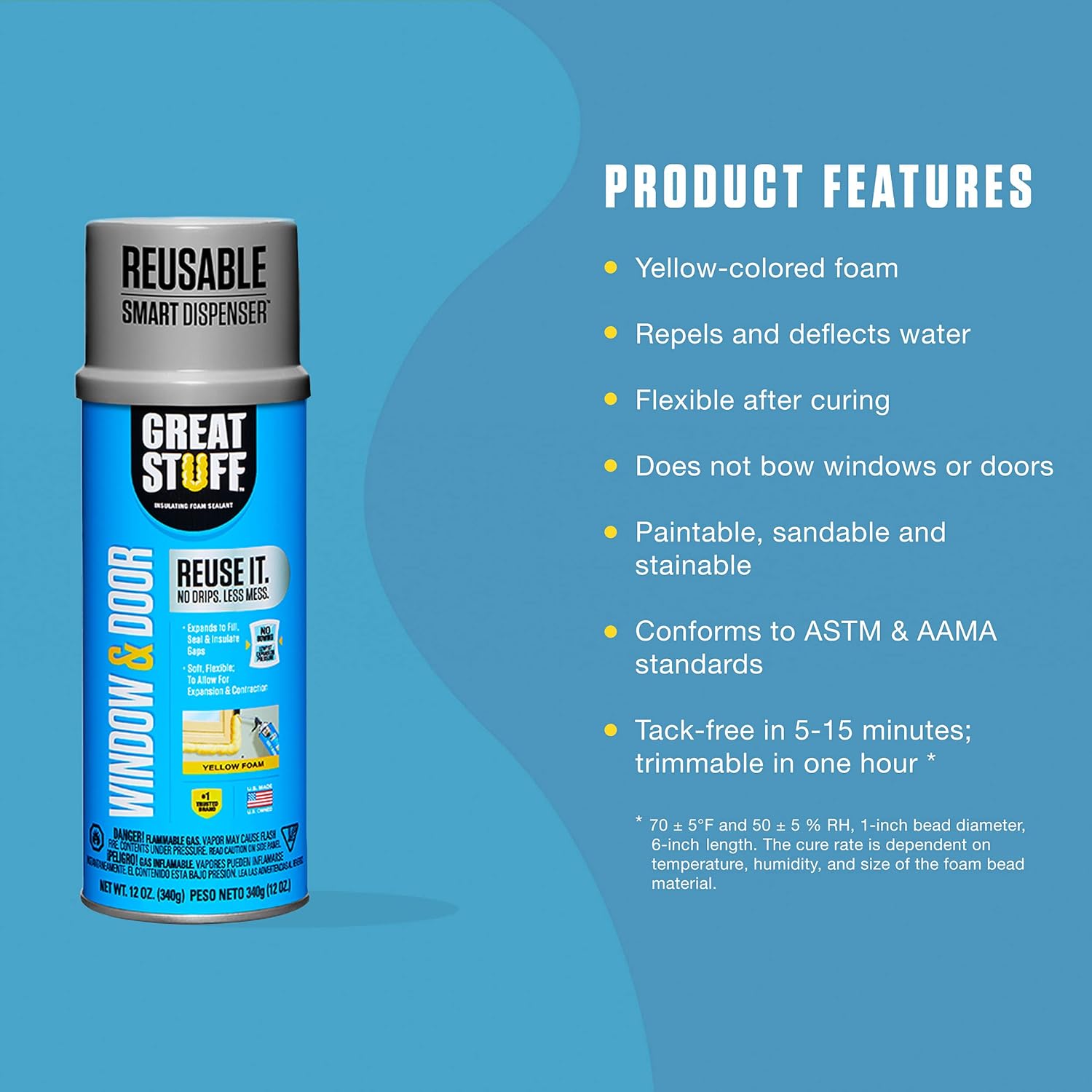 Great Stuff 99108862 Smart Dispenser Window & Door, Yellow 12 Oz.