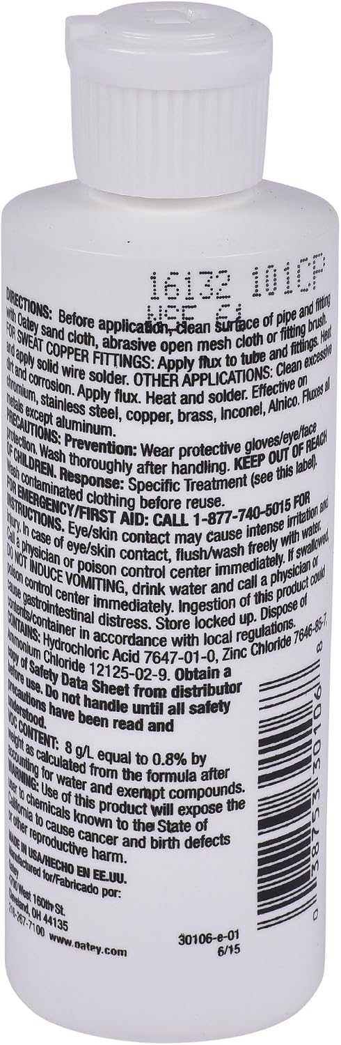 Oatey 30106 Soldering Liquid Flux, 4 Oz, No 11, 4-Ounce, Yellow