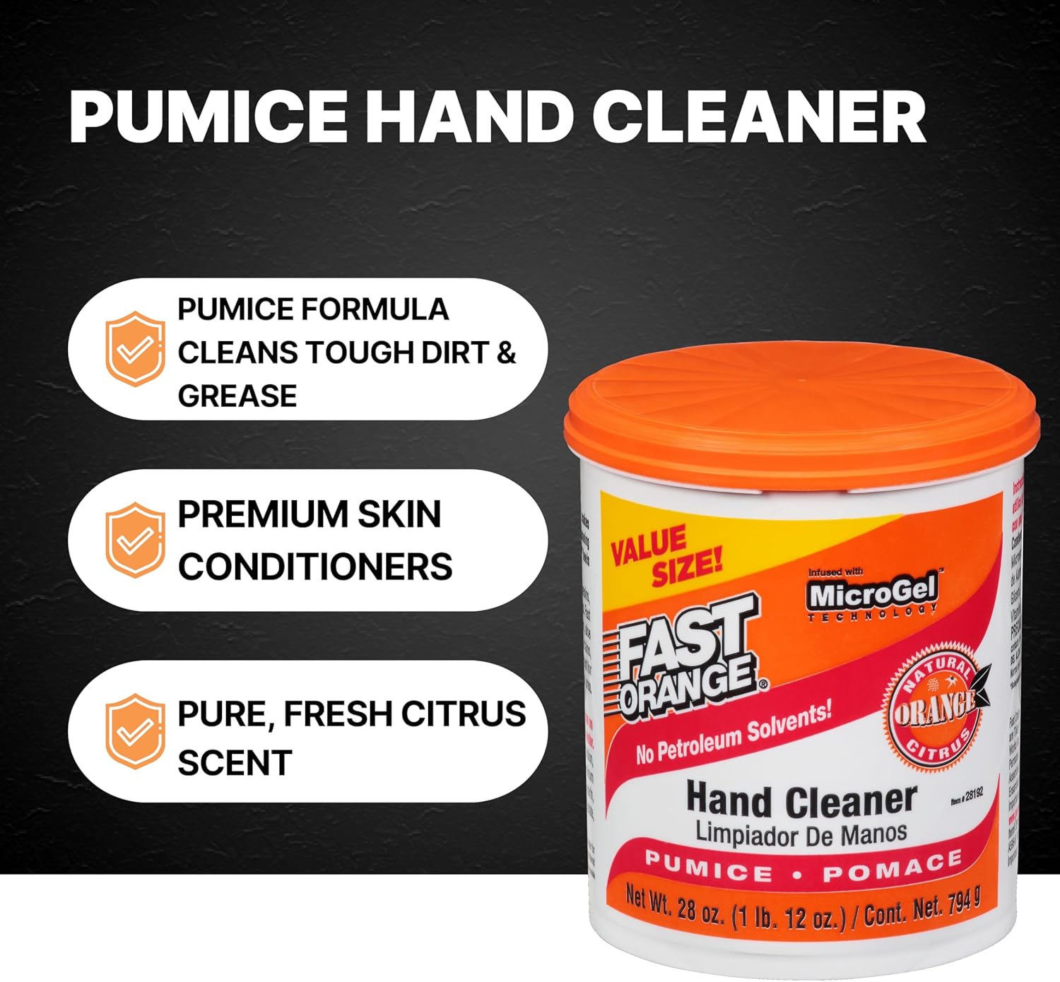 Fast Orange Permatex 28192 Pumice Cream Bonus Size Hand Cleaner