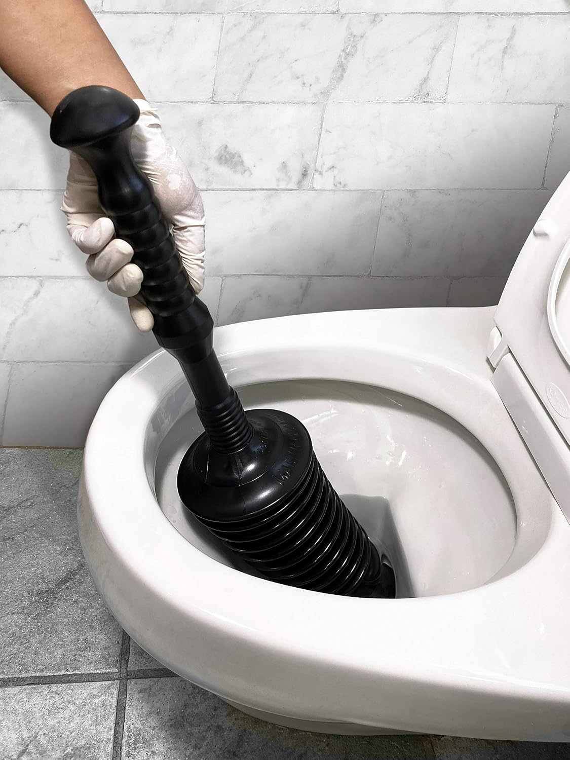 Master Plunger MP1600 1.6 Gallon Low Flush Toilet Plunger with Funnel Nose Design, Black