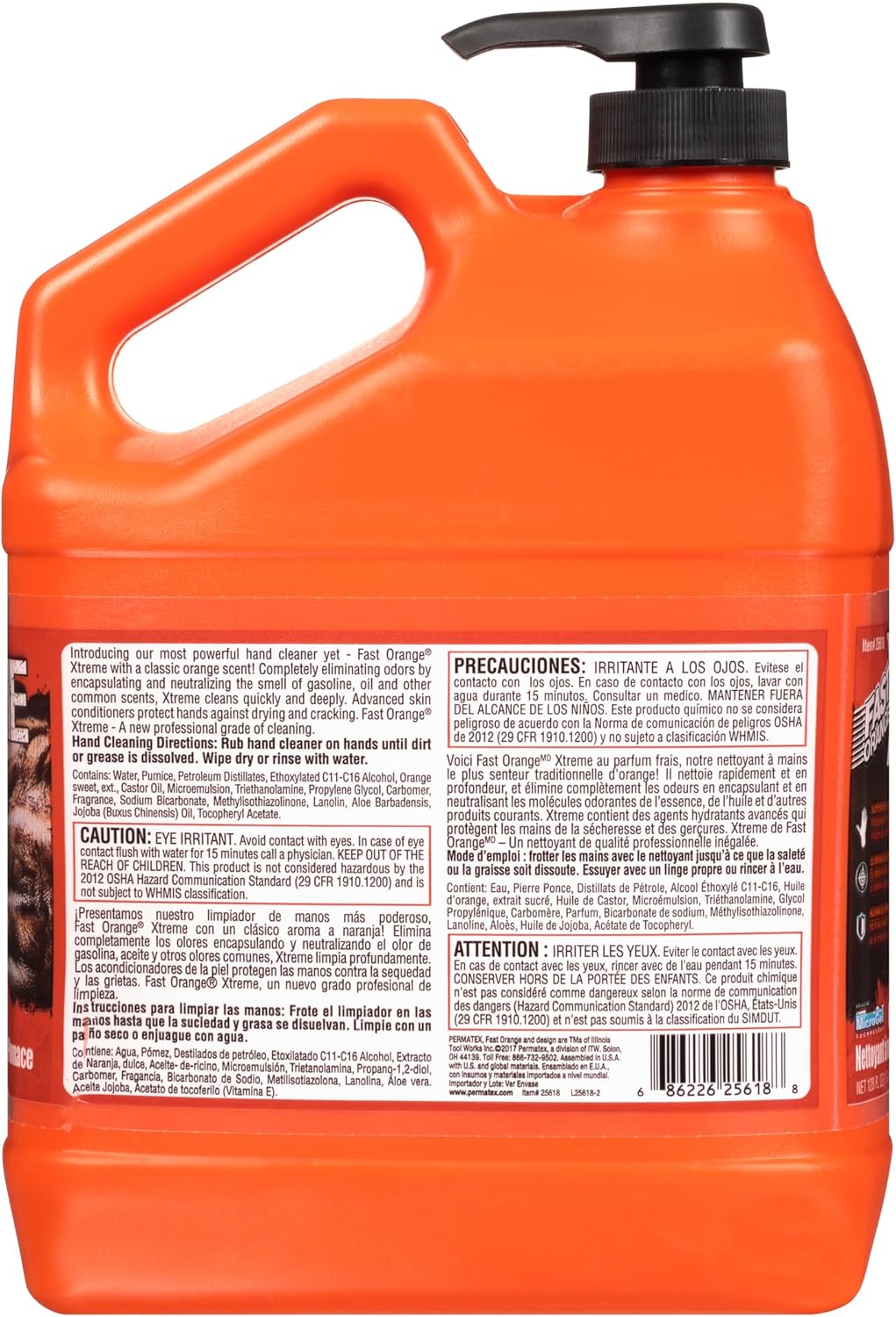 Fast Orange 25618 Xtreme Hand Cleaner, 1 Gallon, 128 Fl Oz