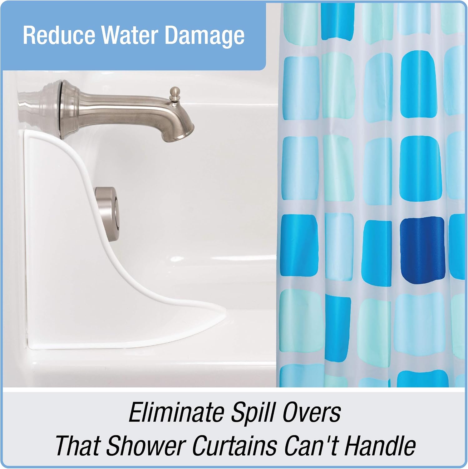 Keeney Tidee Tubb Plastic Bathtub and Shower Splash Guard Kit, 9.25" x 11", Ultra Clear