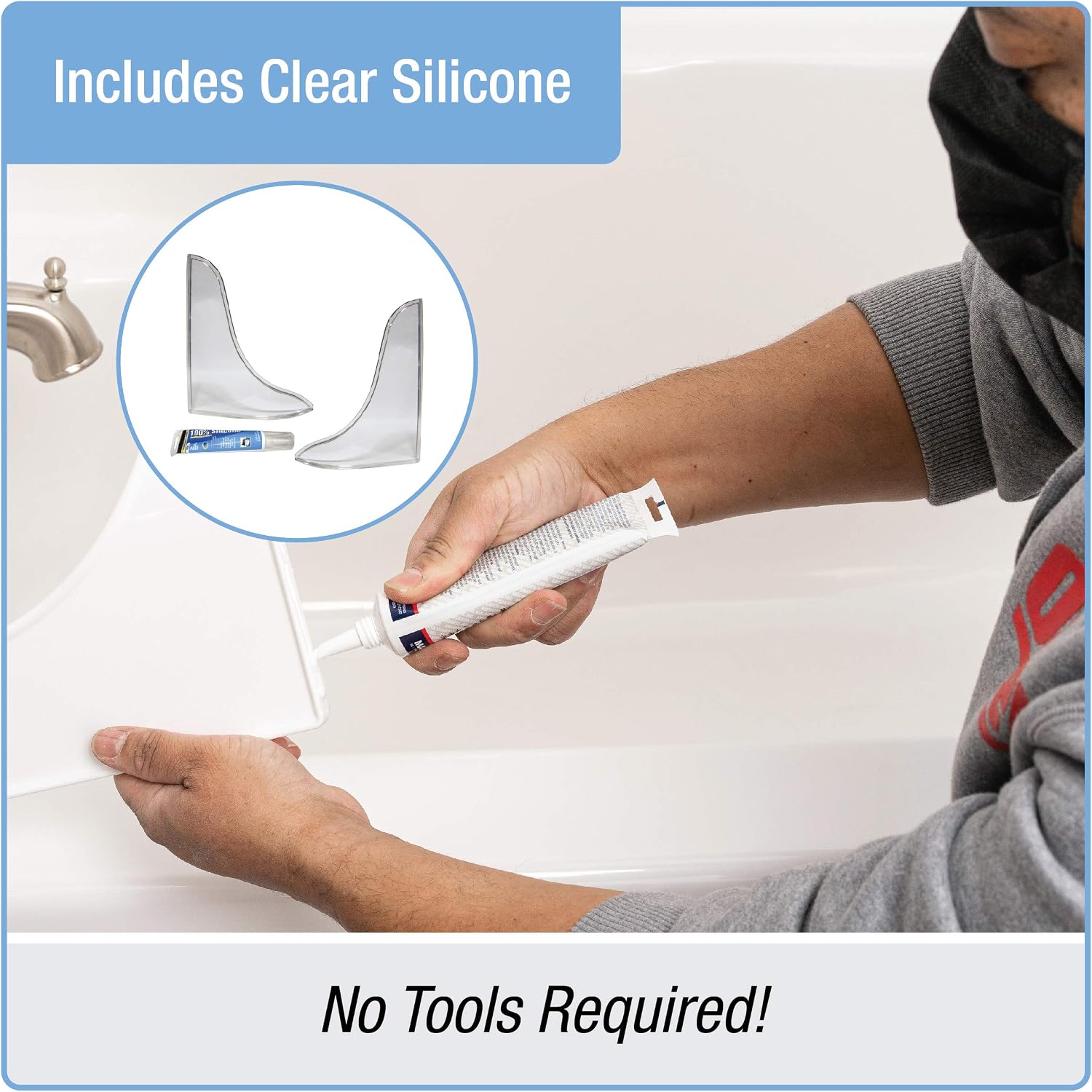 Keeney Tidee Tubb Plastic Bathtub and Shower Splash Guard Kit, 9.25" x 11", Ultra Clear