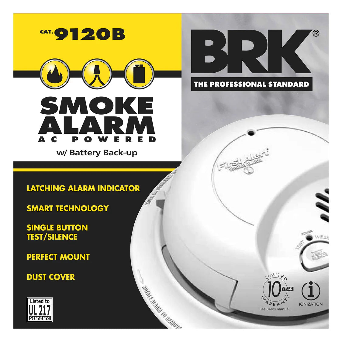 BRK 120V 9120B AC/DC Smoke Alarm - Alkaline Battery
