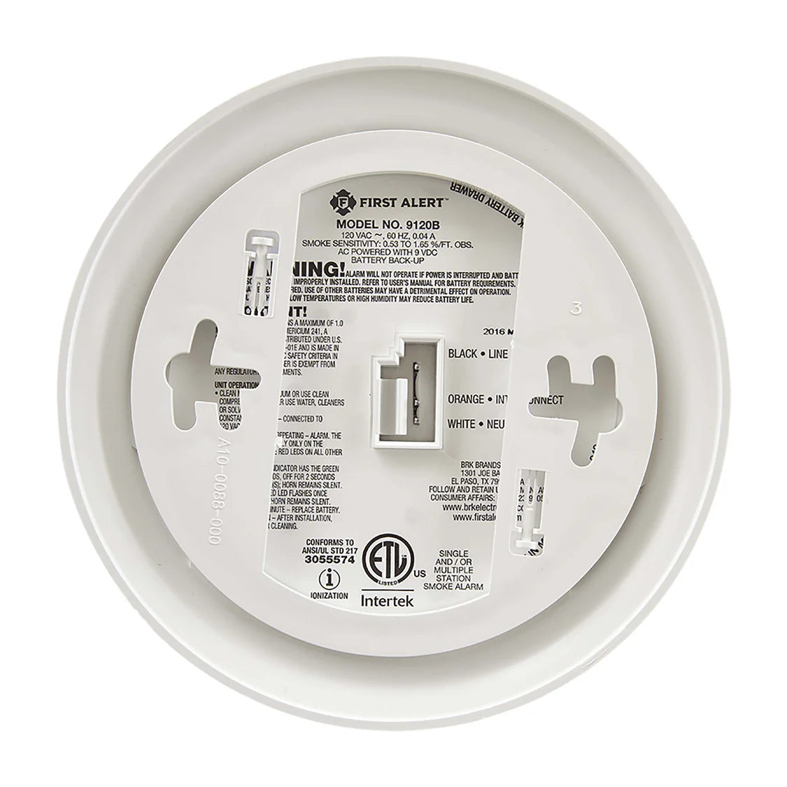 BRK 120V 9120B AC/DC Smoke Alarm - Alkaline Battery