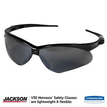 Kleenguard V30 Nemesis, Safety Glasses, Smoke Mirror, Smoke Lens, Black Frame, Half-Frame