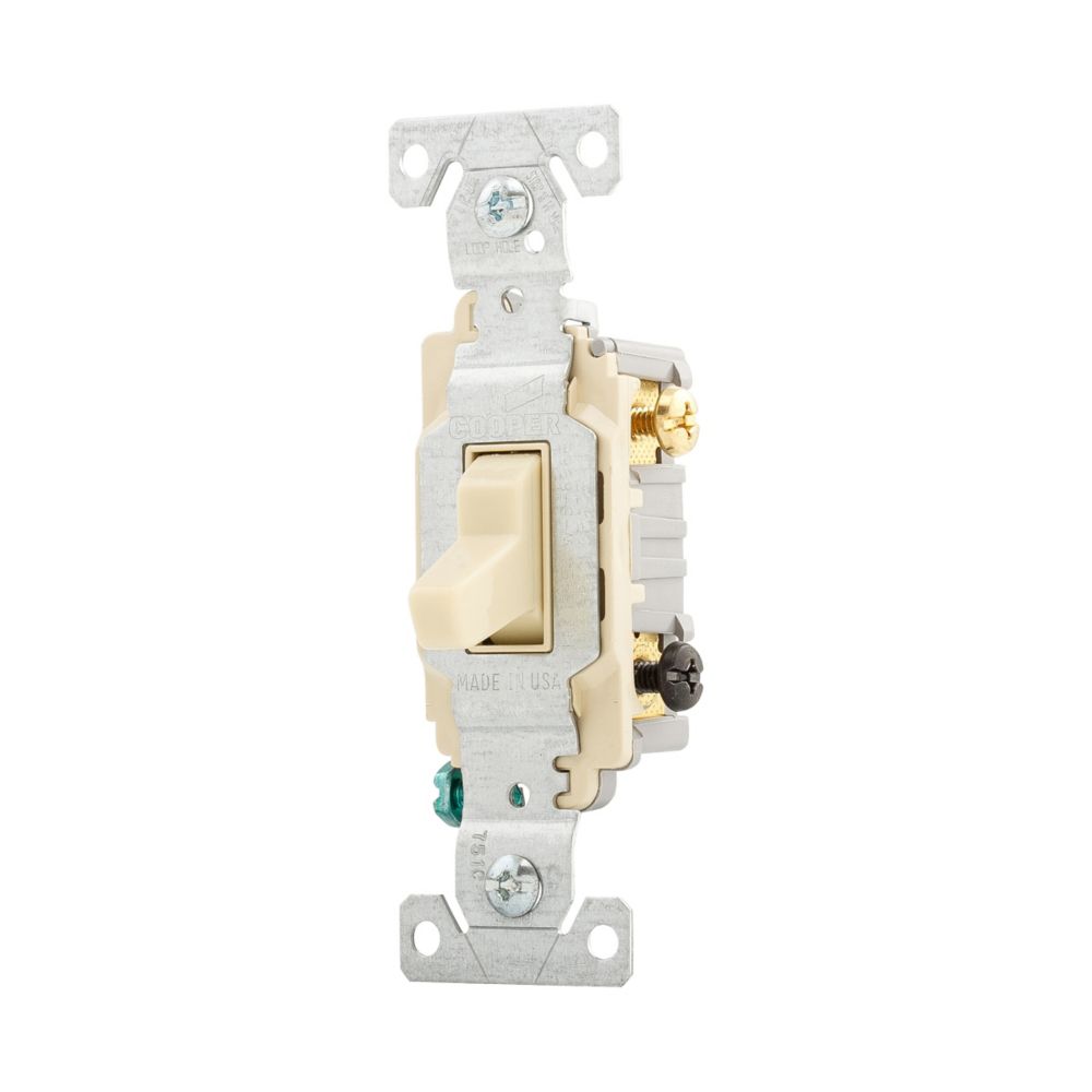 Eaton Wiring Devices CS320V Series Toggle Switch, Ivory, 20 A, 120/277 V, 3-Position, Screw Terminal