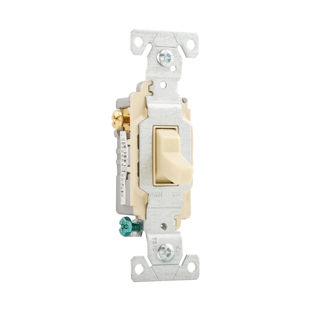 Eaton Wiring Devices CS320V Series Toggle Switch, Ivory, 20 A, 120/277 V, 3-Position, Screw Terminal
