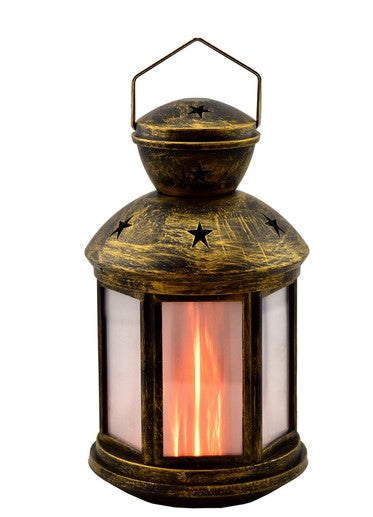 Blazing LEDz 702754 Flameless Lantern 8.5" Plastic Colonial Flicker Flame Assorted Rustic Silver/Gold