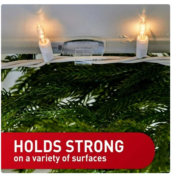 Command Outdoor Light Clips, Clear, Damage Free Hanging of Christmas Decorations, 16 Clips