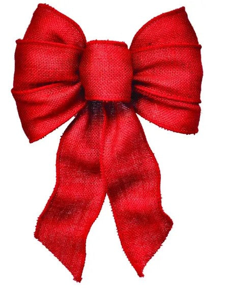 Holiday Trims 6122 Red Burlap Wired Bow -- 6122