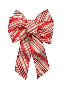 Holiday Trims Rustic Burlap Candy Cane Bow -- 6151