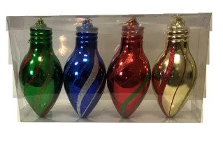 Hometown Holidays 99103 Shatterproof Christmas Bulb 8 Inch 4 Pack