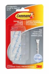 Command™ Cord Clips 17305CLR-C, Clear, Small, 4 Clips/5 Strips/Pack