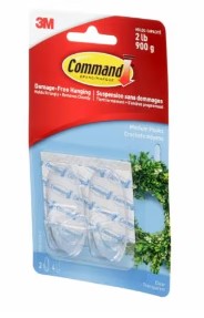 Command™ Hooks 17091CLR-C, Clear, Medium, 2 Hooks/4 Strips/Pack