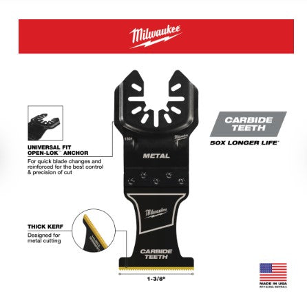Milwaukee MILWAUKEE® OPEN-LOK™ 1-3/8" Carbide Teeth Metal Multi-Tool Blades 3PK -- 49-25-1503