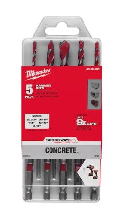 Milwaukee 5PC. SHOCKWAVE Impact Duty™ Carbide Hammer Drill Bit Set -- 48-20-9051