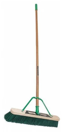 Quickie Jobsite 24 in Sweep Face Push Broom, Stiff, Synthetic, Green, 60 in L Handle