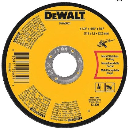 DEWALT Metal Cut-Off Wheel, 4-1/2-Inch X .045-Inch X 7/8-Inch -- DWA8051