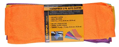 Olympia Microfiber Auto Cloths 14" x 14" Asst 5/Pk