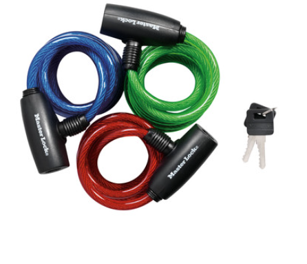 Master Lock Bike Lock Cables with Key, Blue, Green, and Red 3-Pack of Keyed-Alike Bicycle Cable Locks, 6 ft. Long, 8127TRI