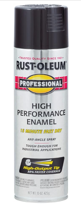 Rust-Oleum 7579838 Professional High Performance Enamel Spray Paint, 15 oz, Gloss Black